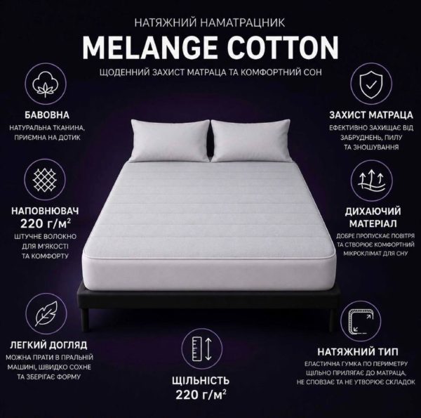 photo_2026-08-16_22-06-17 Захисний наматрацник натяжний Бязевий Melange Cotton