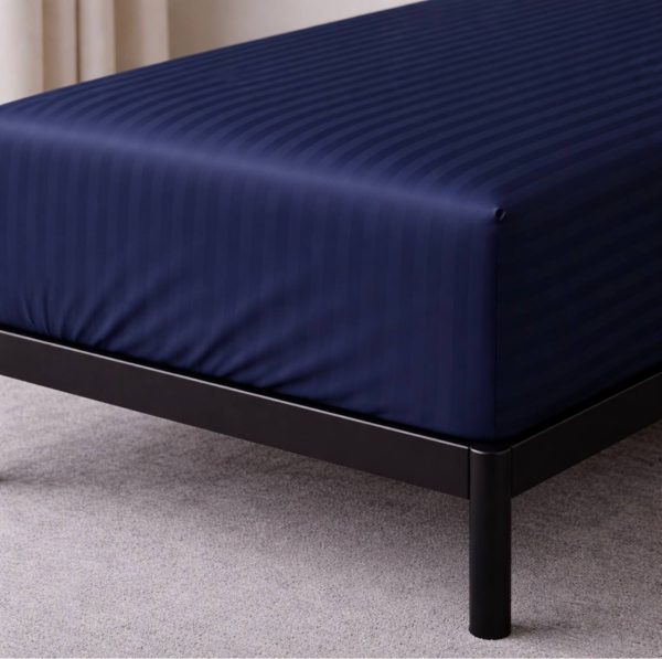 Простирадло натяжне Сатин Boston Royal Blue Stripe