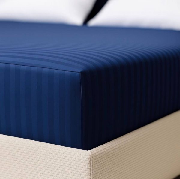 Простирадло натяжне Сатин Boston Royal Blue Stripe